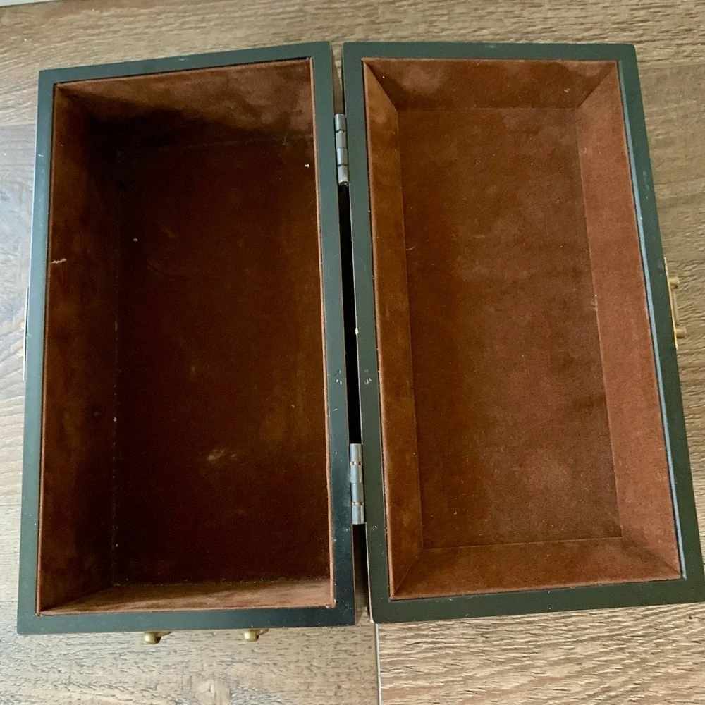 Vintage Wooden Asian Jewelry Box With A Key